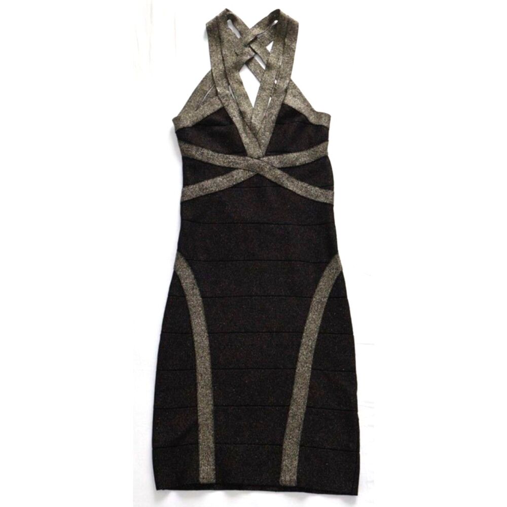 Bebe Sparkly Strappy Bandage Dress XS